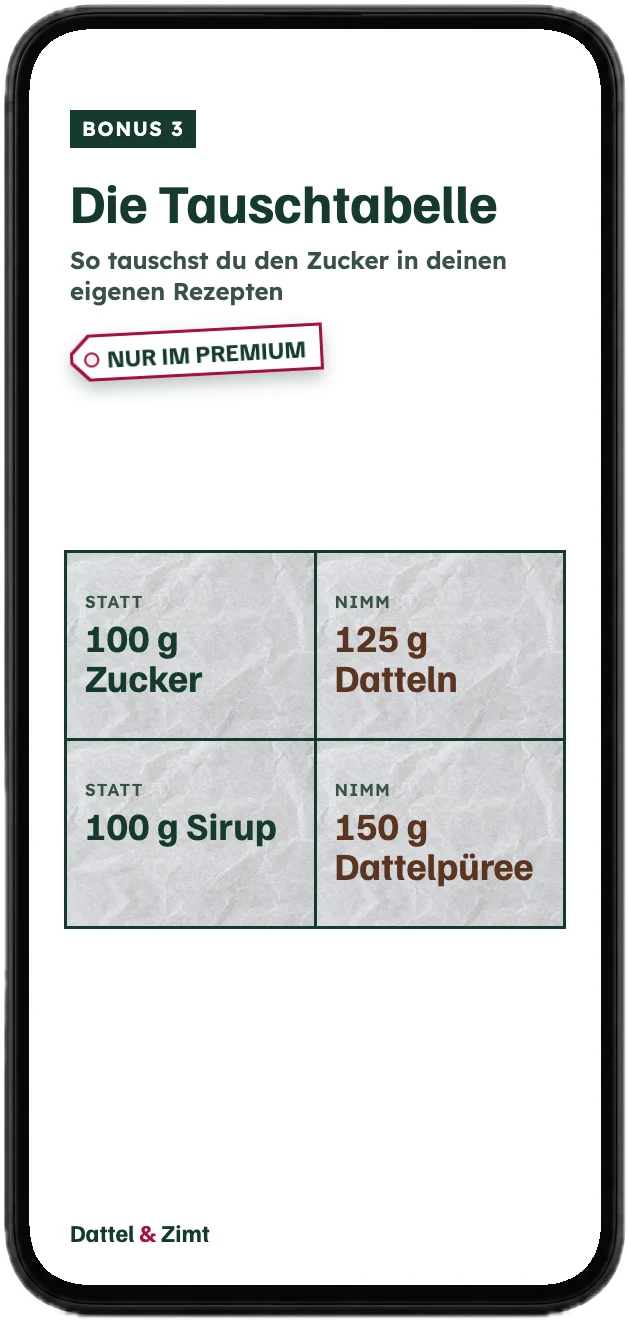 Titelseite des Bonus „Die Tauschtabelle“ auf einem Handy
